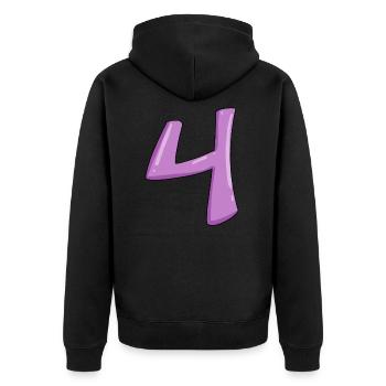Nummer 4 Zahl Ziffer - Unisex Premium Bio Zip Hoodie - Schwarz - Hinten - Nico (187cm)
