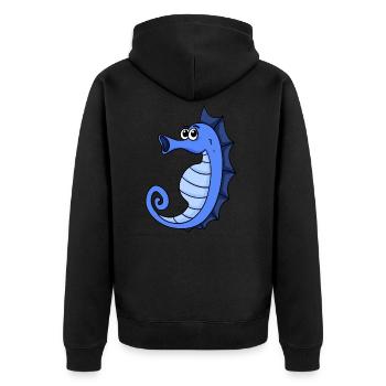 Seepferd - Unisex Premium Bio Zip Hoodie - Schwarz - Hinten - Nico (187cm)