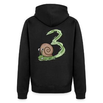 Escargot 3e anniversaire - cadeau 3 ans - Veste à capuche bio Premium Unisexe - noir - Dos - Nico (187cm)