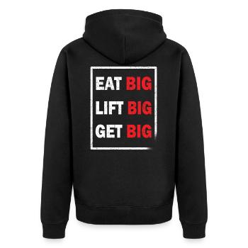 Eating body building fitness training sport workout - Unisex Premium Organic Zip Hoodie - black - Back - Nico (187cm)