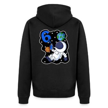 6e anniversaire astronaute cadeau garçon 6 ans - Veste à capuche bio Premium Unisexe - noir - Dos - Nico (187cm)