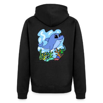 Delfin - Unisex Premium Bio Zip Hoodie - Schwarz - Hinten - Nico (187cm)
