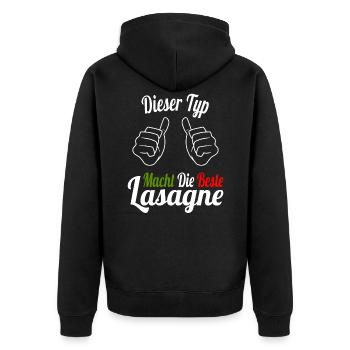 Dieser Typ macht die beste Lasagne Italien Fan - Unisex Premium Bio Zip Hoodie - Schwarz - Hinten - Nico (187cm)