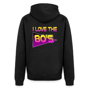 J'aime les années 80 Vintage Retro 80s - Veste à capuche bio Premium Unisexe - noir - Dos - Nico (187cm)