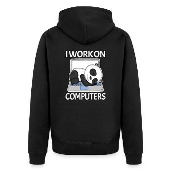 Computer Nerd Programmierer Herren Geschenk - Unisex Premium Bio Zip Hoodie - Schwarz - Hinten - Nico (187cm)