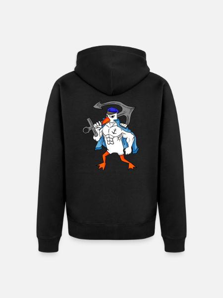 Mouette avec ancre - Veste à capuche bio Premium Unisexe - noir
