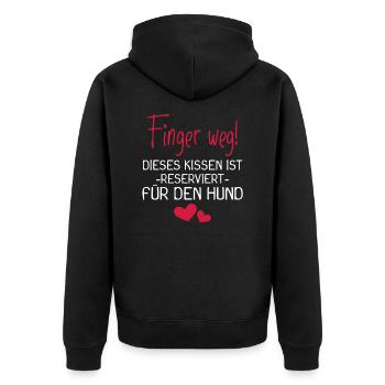 Dieses Kissen ist reserviert für den Hund - Unisex Premium Bio Zip Hoodie - Schwarz - Hinten - Nico (187cm)
