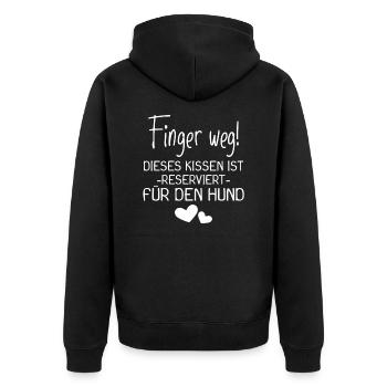 Dieses Kissen ist reserviert für den Hund - Unisex Premium Bio Zip Hoodie - Schwarz - Hinten - Nico (187cm)