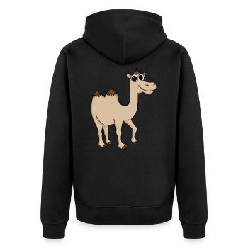 Niedliches Kamel - Unisex Premium Bio Zip Hoodie - Schwarz - Hinten - Nico (187cm)