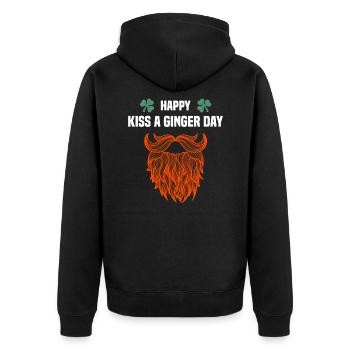 Happy Kiss a Ginger Day Rotschopf rote Haare Bart - Unisex Premium Bio Zip Hoodie - Schwarz - Hinten - Nico (187cm)