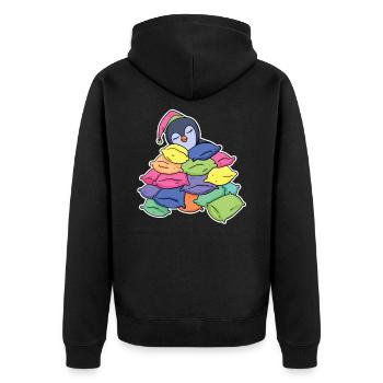 Schlafender Pinguin - Unisex Premium Bio Zip Hoodie - Schwarz - Hinten - Nico (187cm)