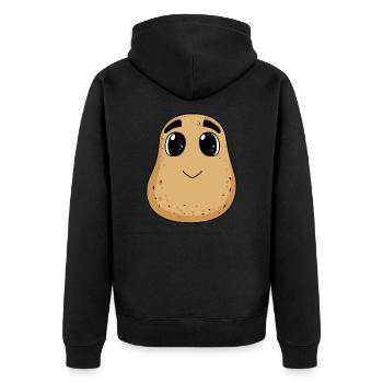 Niedliche Kartoffel - Unisex Premium Bio Zip Hoodie - Schwarz - Hinten - Nico (187cm)