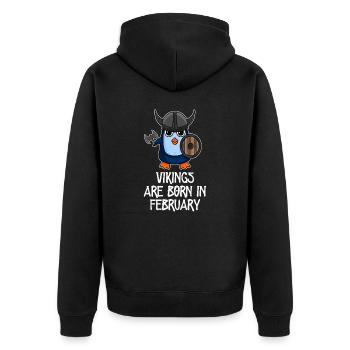Les Vikings sont nés en février - Penguin Vikings - Veste à capuche bio Premium Unisexe - noir - Dos - Nico (187cm)