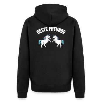 Beste Freunde - Unisex Premium Bio Zip Hoodie - Schwarz - Hinten - Nico (187cm)