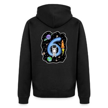 Anniversaire des enfants 6 ans anniversaire astronaute - Veste à capuche bio Premium Unisexe - noir - Dos - Nico (187cm)