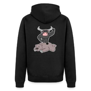 Échange haussier et baissier - Veste à capuche bio Premium Unisexe - noir - Dos - Nico (187cm)