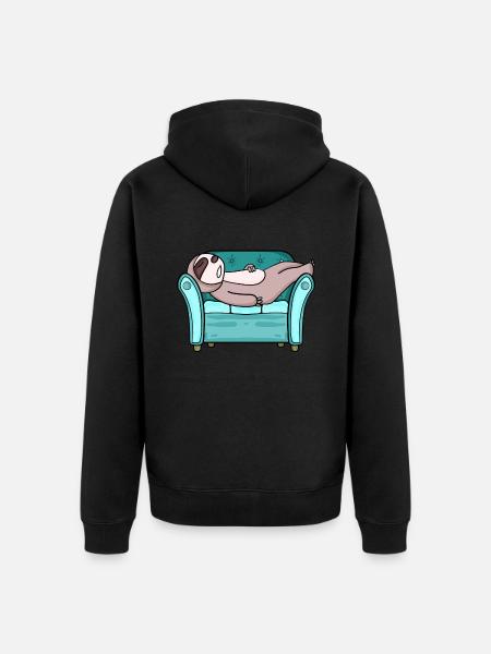 sloth - Unisex Premium Organic Zip Hoodie - black