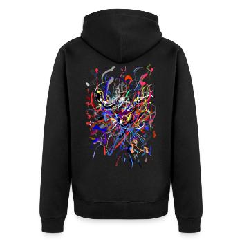 abstract - Unisex Premium Organic Zip Hoodie - black - Back - Nico (187cm)