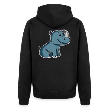 Nashorn - Unisex Premium Bio Zip Hoodie - Schwarz - Hinten - Nico (187cm)
