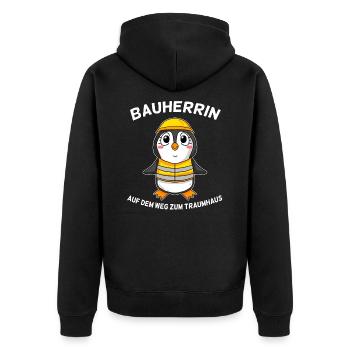 Bauherrin - Unisex Premium Bio Zip Hoodie - Schwarz - Hinten - Nico (187cm)