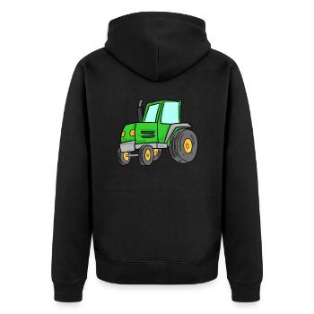 Traktor - Unisex Premium Bio Zip Hoodie - Schwarz - Hinten - Nico (187cm)