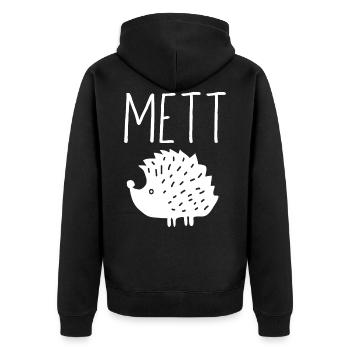 Mettigel Mett Igel Hackfleisch Fleischesser Hackk - Unisex Premium Bio Zip Hoodie - Schwarz - Hinten - Nico (187cm)