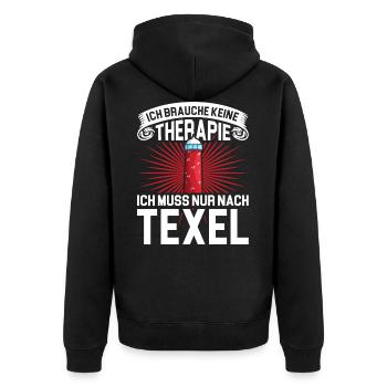 Texel Insel Leuchtturm Holland - Unisex Premium Bio Zip Hoodie - Schwarz - Hinten - Nico (187cm)