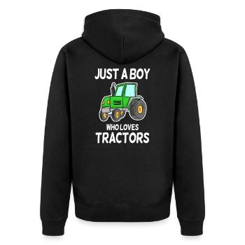 Tractor love tractors saying - Unisex Premium Organic Zip Hoodie - black - Back - Nico (187cm)