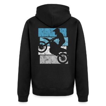Motorrad Enduro Motocross Retro Motorcross Stunt - Unisex Premium Bio Zip Hoodie - Schwarz - Hinten - Nico (187cm)