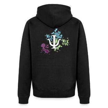Psychologie Zeichen Watercolor Wasserfarbe - Unisex Premium Bio Zip Hoodie - Schwarz - Hinten - Nico (187cm)