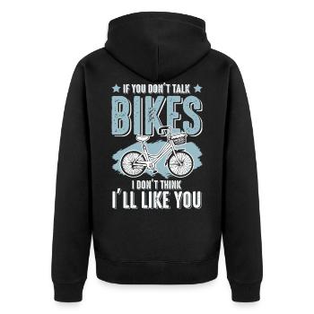 Fahrrad Radfahren bike - Unisex Premium Bio Zip Hoodie - Schwarz - Hinten - Nico (187cm)