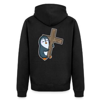 Pingouin et religion croisée - Veste à capuche bio Premium Unisexe - noir - Dos - Nico (187cm)
