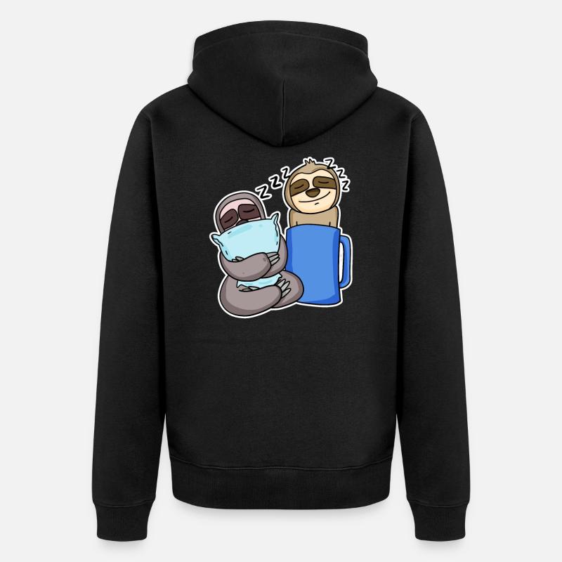 Faultiere - Unisex Premium Bio Zip Hoodie - Schwarz