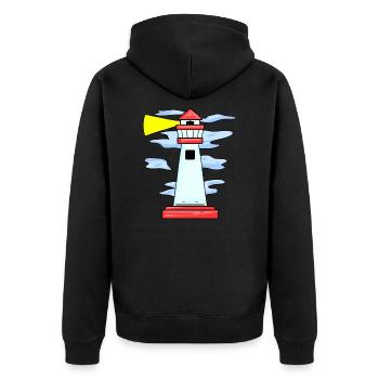 lighthouse - Unisex Premium Organic Zip Hoodie - black - Back - Nico (187cm)