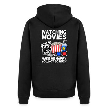 Movie cinema saying television gift popcorn - Unisex Premium Organic Zip Hoodie - black - Back - Nico (187cm)