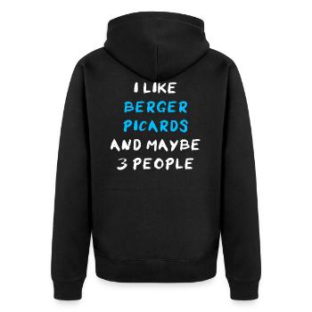 Berger Picard Berger de Picardie - Unisex Premium Bio Zip Hoodie - Schwarz - Hinten - Nico (187cm)
