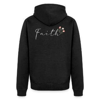 Faith fleur bouquet de fleurs - Veste à capuche bio Premium Unisexe - noir - Dos - Nico (187cm)