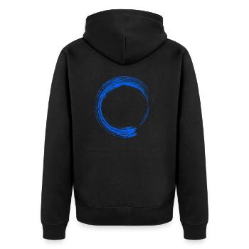 Kreis Design Bürste Blau - Unisex Premium Bio Zip Hoodie - Schwarz - Hinten - Nico (187cm)