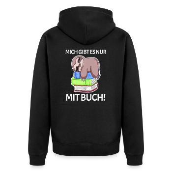 Buch Spruch Bücher lesen Leser Geschenk - Unisex Premium Bio Zip Hoodie - Schwarz - Hinten - Nico (187cm)