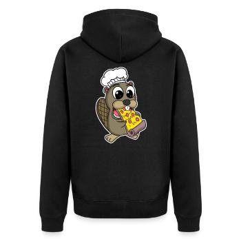 Beaver eats pizza chef gourmet - Unisex Premium Organic Zip Hoodie - black - Back - Nico (187cm)