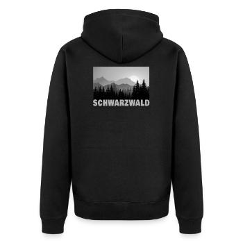 Schwarzwald Natur Wandern Berge - Unisex Premium Bio Zip Hoodie - Schwarz - Hinten - Nico (187cm)