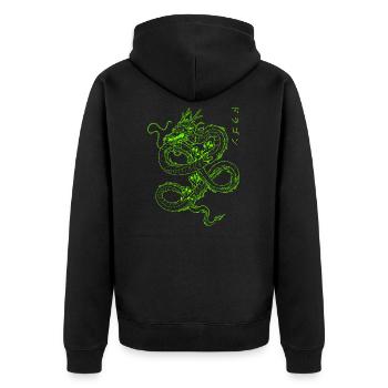 Japanischer Drache Otaku Streetwear Dragon 90s - Unisex Premium Bio Zip Hoodie - Schwarz - Hinten - Nico (187cm)