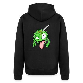Virus vaccinated - Unisex Premium Organic Zip Hoodie - black - Back - Nico (187cm)