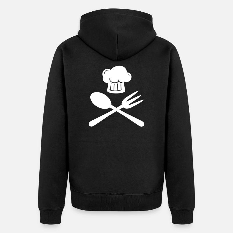 Bonnet cuisinier cuiller fourche fourche - Veste à capuche bio Premium Unisexe - noir