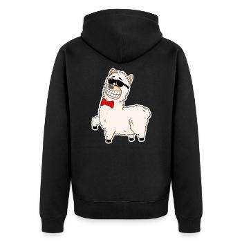 Alpaca - Unisex Premium Organic Zip Hoodie - black - Back - Nico (187cm)