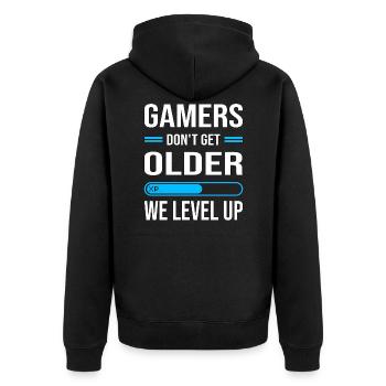 Birthday Gaming Level Up Gamer - Unisex Premium Organic Zip Hoodie - black - Back - Nico (187cm)