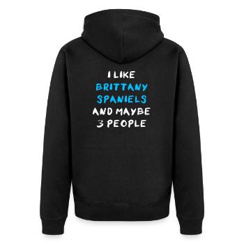 Brittany Spaniel - Unisex Premium Bio Zip Hoodie - Schwarz - Hinten - Nico (187cm)