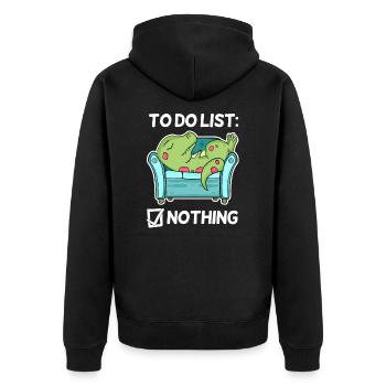 To do list Nothing Dinosaur - Unisex Premium Organic Zip Hoodie - black - Back - Nico (187cm)