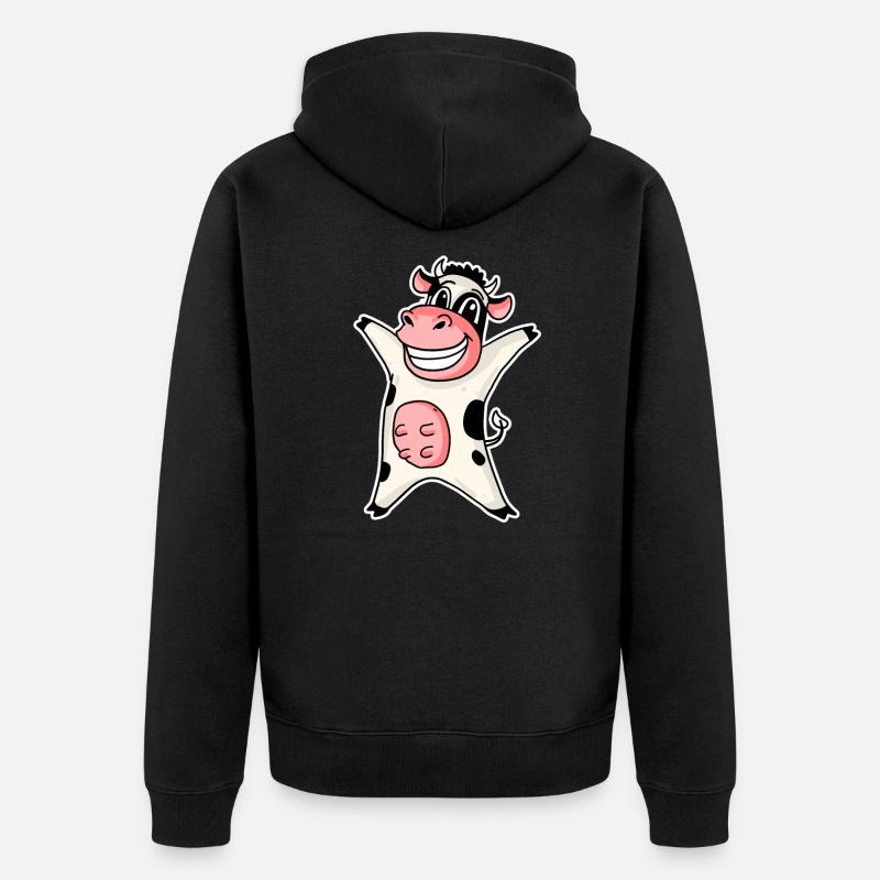 Cow - Unisex Premium Organic Zip Hoodie - black