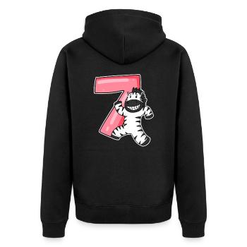 Zebra 7 years old children's birthday - Unisex Premium Organic Zip Hoodie - black - Back - Nico (187cm)